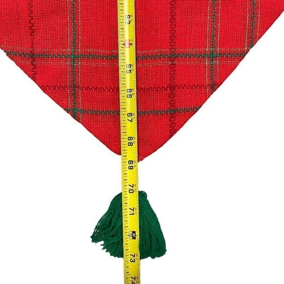 Vintage Christmas Holiday Set Red Green Plaid Table Runner 6 Placemats Napkins - Picture 5 of 5